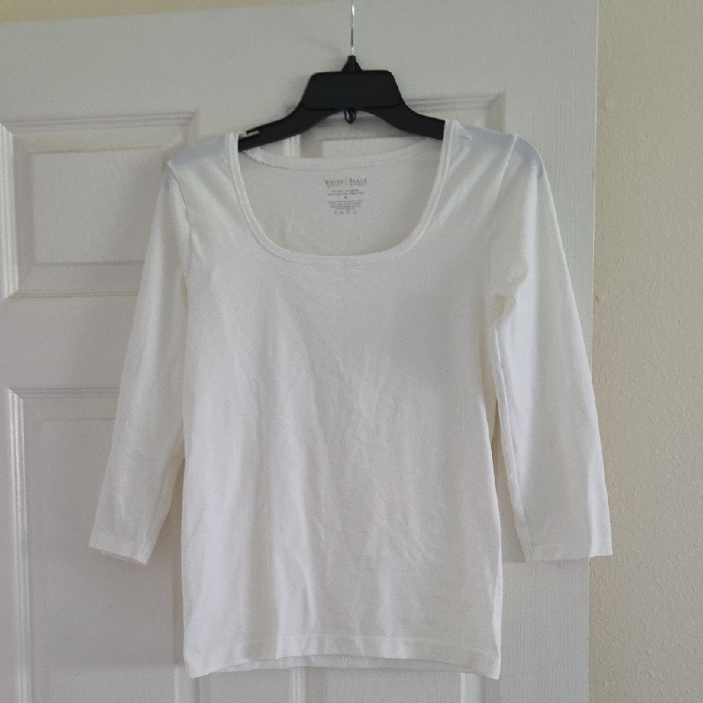 White House Black Market Fitted White Blouse